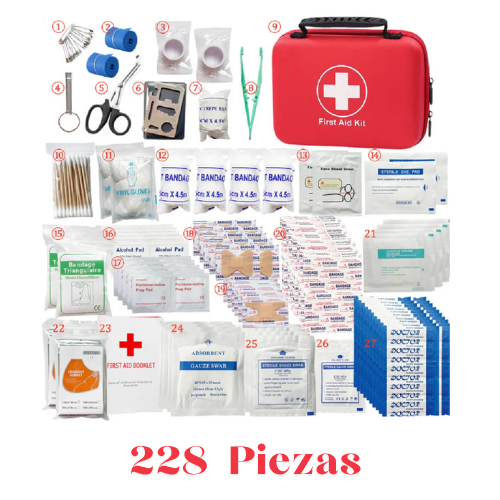 Kit de Primeros Auxilios de 228 Piezas — Práctico, Impermeable y Siempre Listo