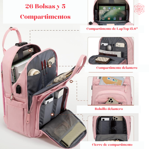 Mochila Rose para Mujer – Diseño Elegante y Seguro para Laptop