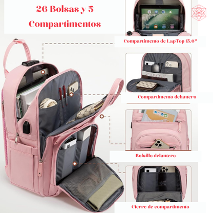 Mochila Rose para Mujer – Diseño Elegante y Seguro para Laptop
