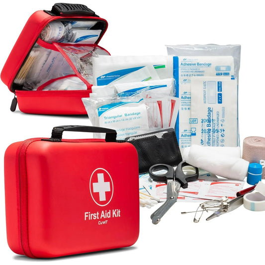 228PCS All-Purpose Portable Compact First Aid Kit Camping Essentials Multiple Purpose Survival Kits plus Case Emergency Set Outdoor Gear Suitable for Hiking School Car Home