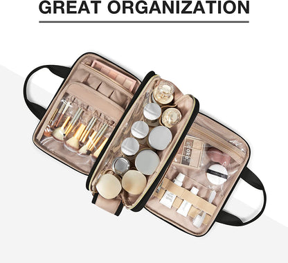 Toiletry Bag for Women, Large Toiletry Bag Water-Resistant Makeup Cosmetic Organizer Bag Door Room Essentials for Accessories, Shampoo, Full Sized Container, Toiletries (Medium, Black)