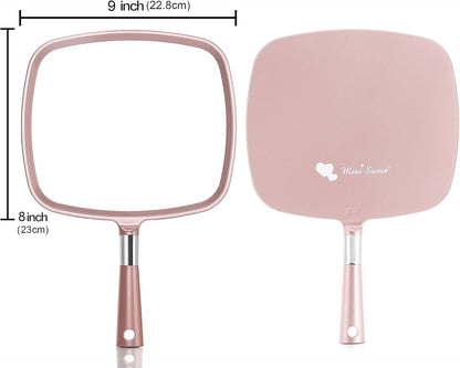 Handheld Mirror Makeup Mirror (Rose Gold)
